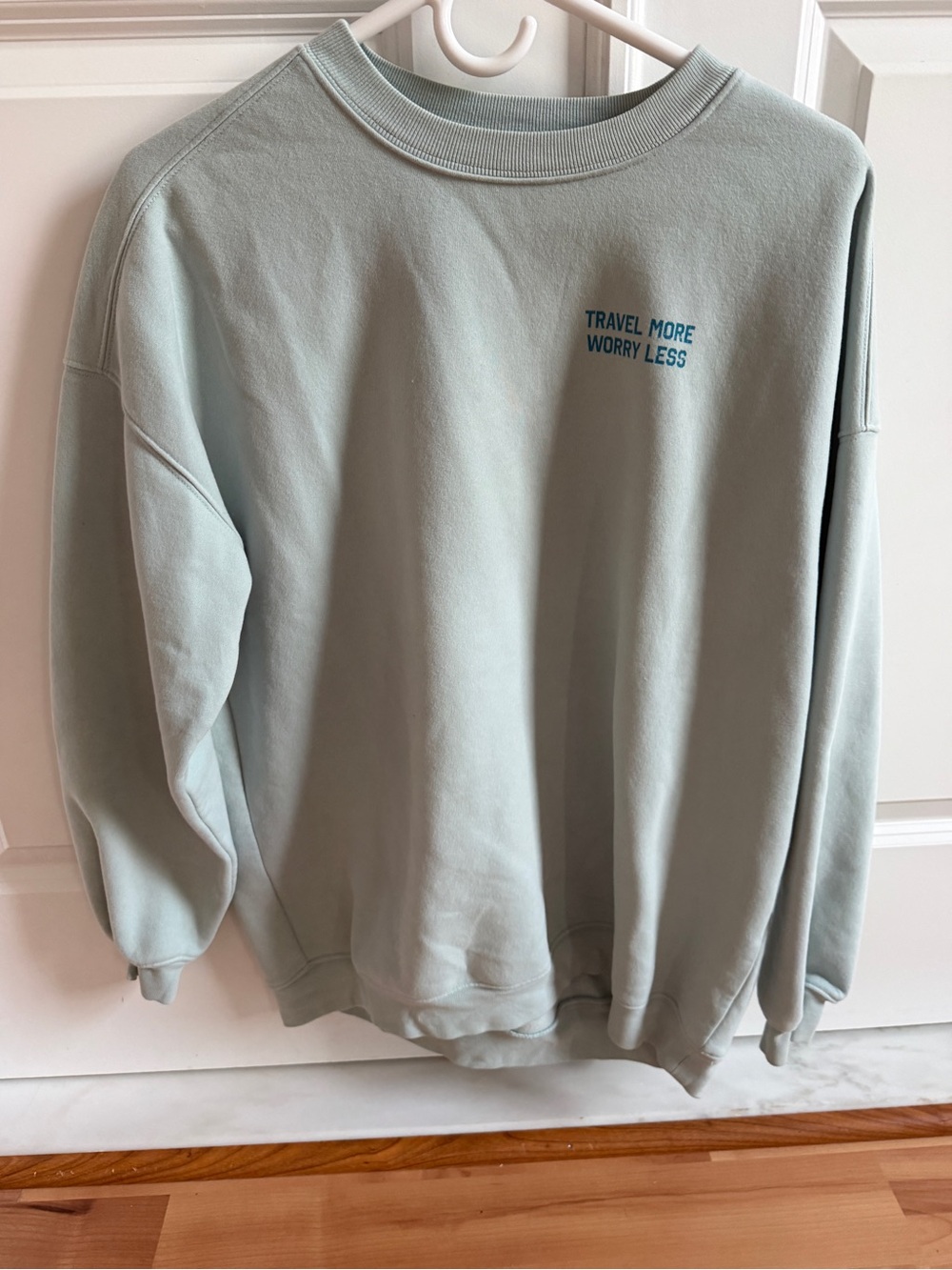 Pink Lily Light Blue 'Travel More Worry Less' Crewneck Sweatshirt